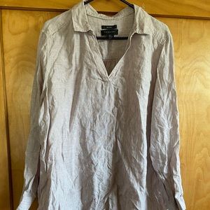 Tahari Linen Tunic in soft tan/lavender color 2x